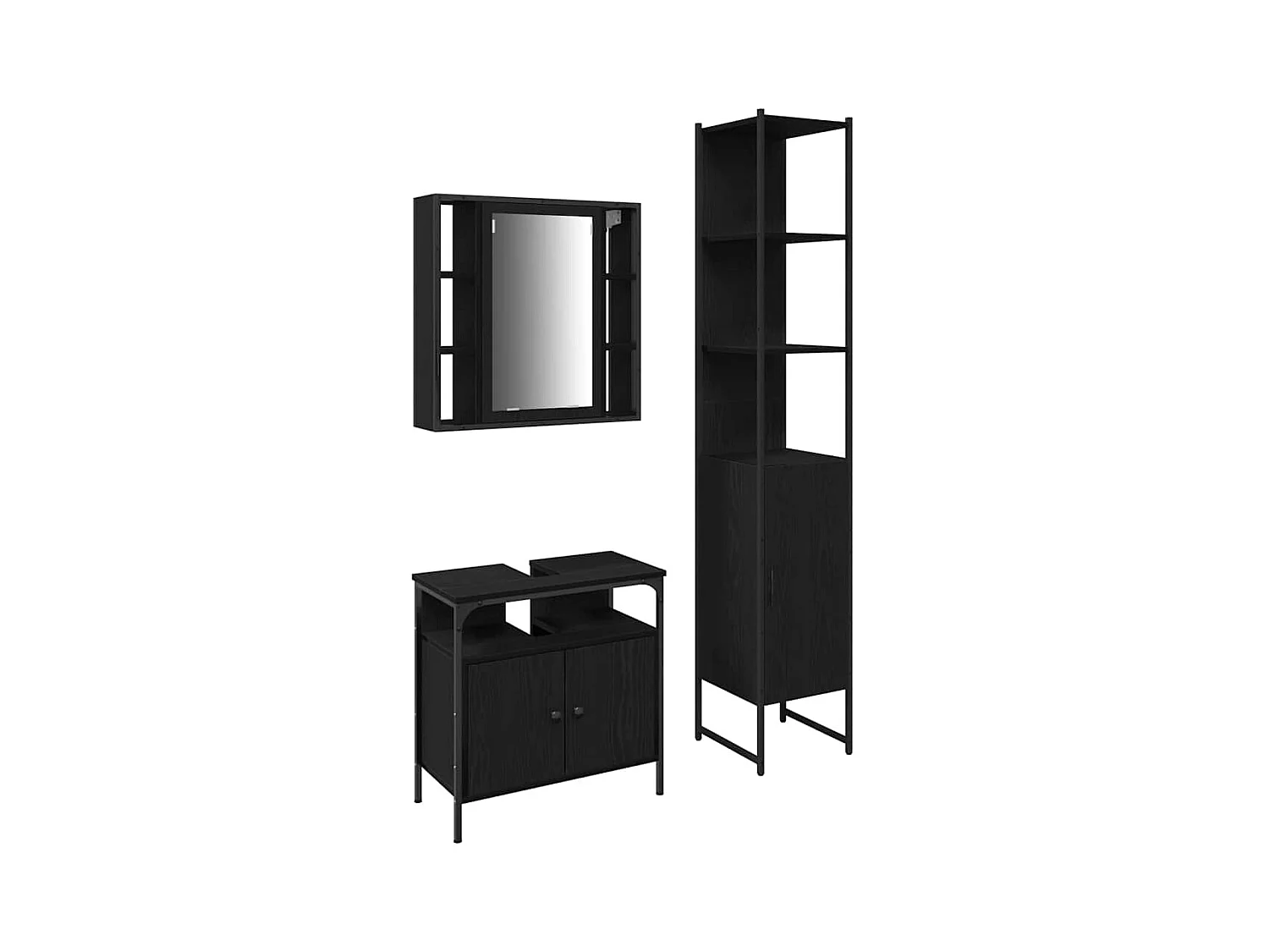 Ensemble de Meubles de Salle de Bain 3 pcs Chêne noir