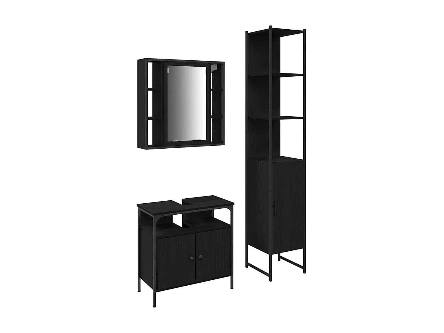 Ensemble de Meubles de Salle de Bain 3 pcs Chêne noir