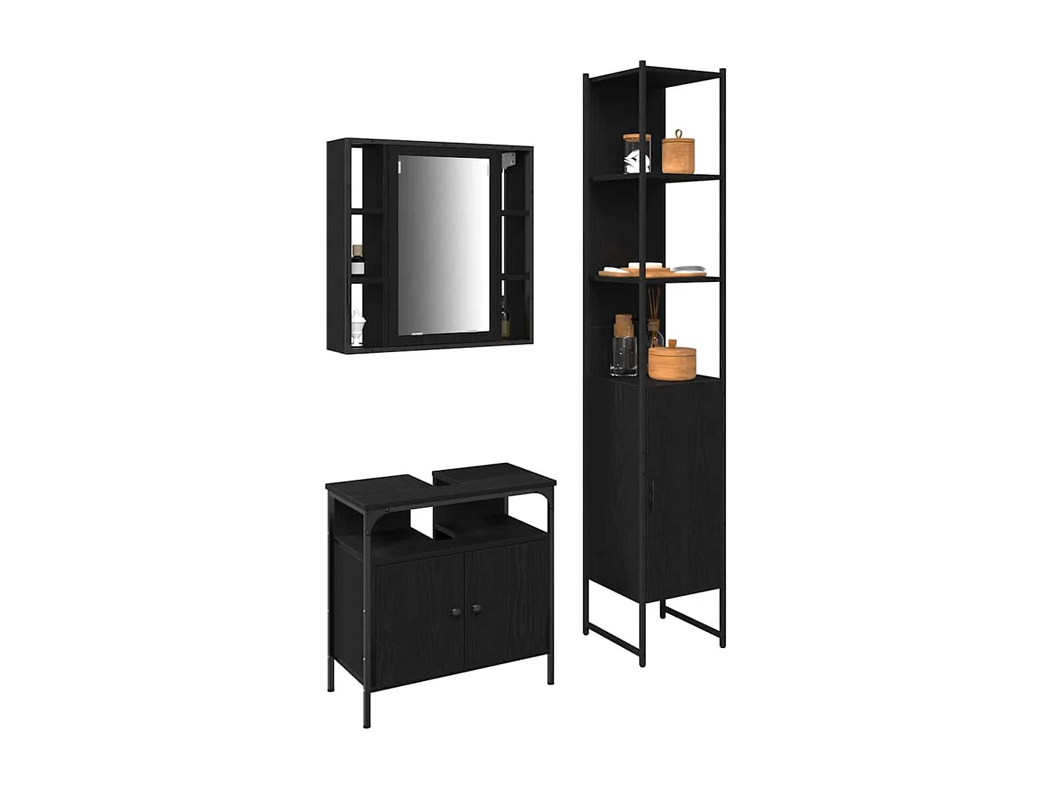 Ensemble de Meubles de Salle de Bain 3 pcs Chêne noir