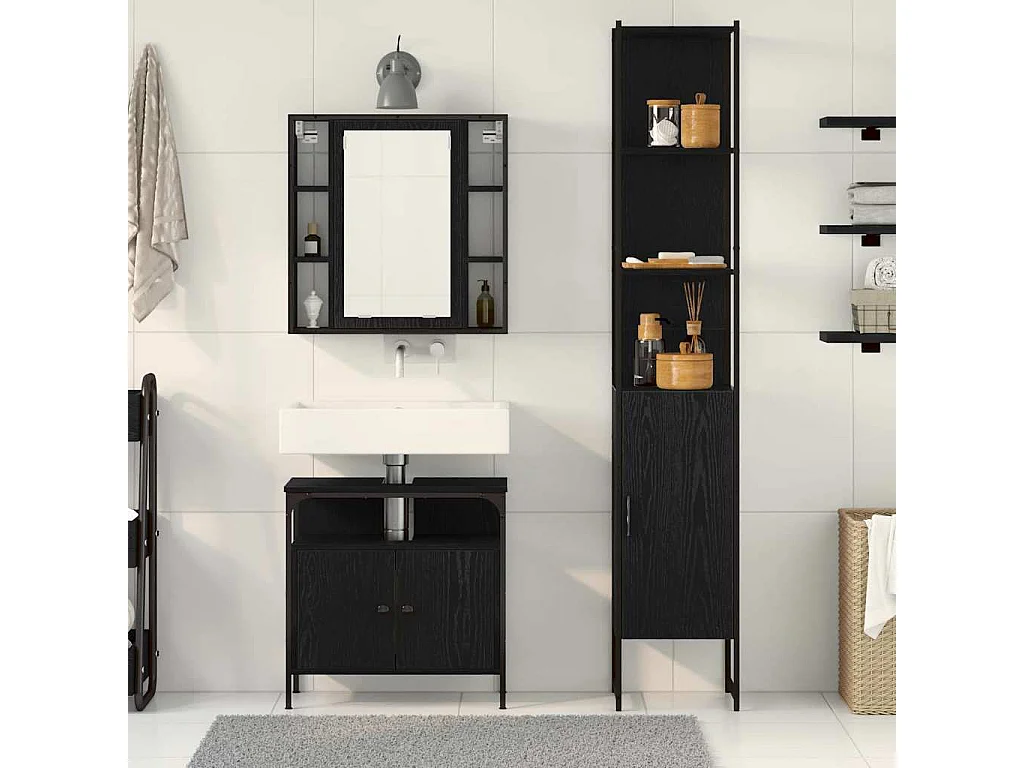 Ensemble de Meubles de Salle de Bain 3 pcs Chêne noir