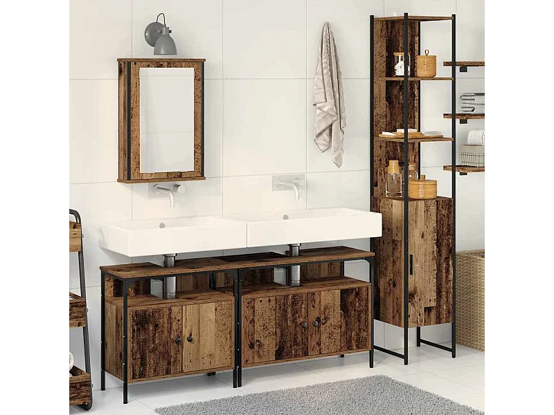 Ensemble de mobilier de salle de bain 4 pcs Bois ancien