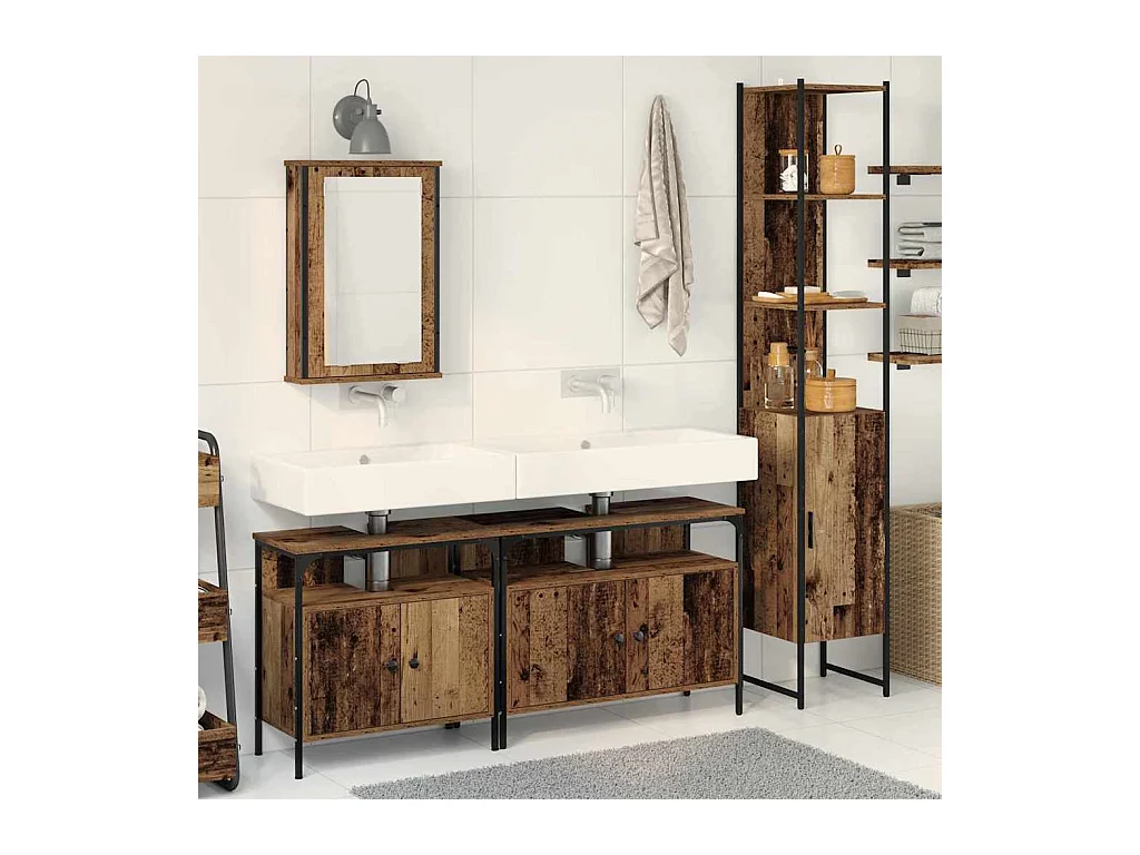 Ensemble de mobilier de salle de bain 4 pcs Bois ancien