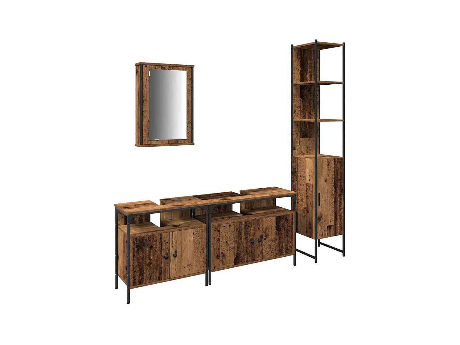 Ensemble de mobilier de salle de bain 4 pcs Bois ancien