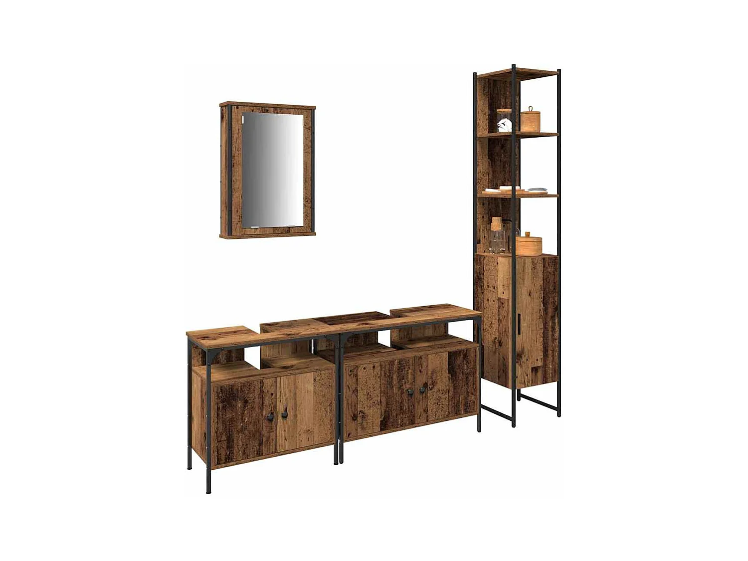 Ensemble de mobilier de salle de bain 4 pcs Bois ancien