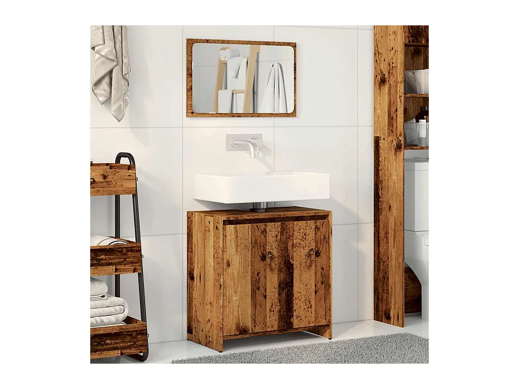 2-delige badkamermeubelset van bewerkt hout