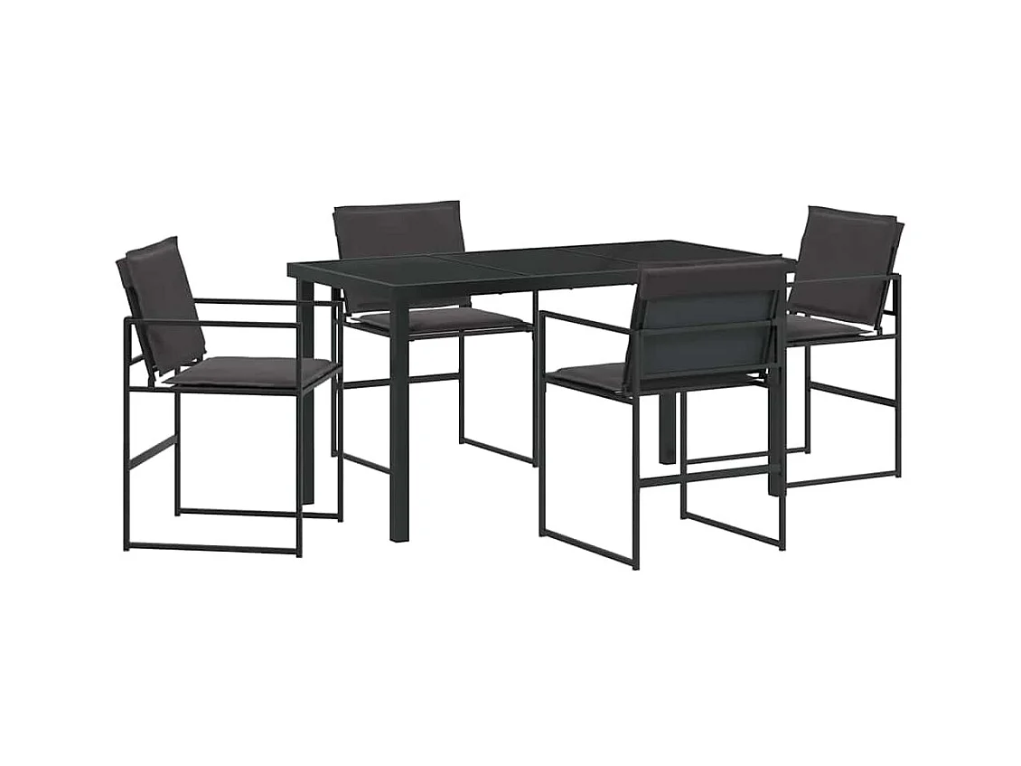 Set da pranzo da giardino 5 pezzi nero