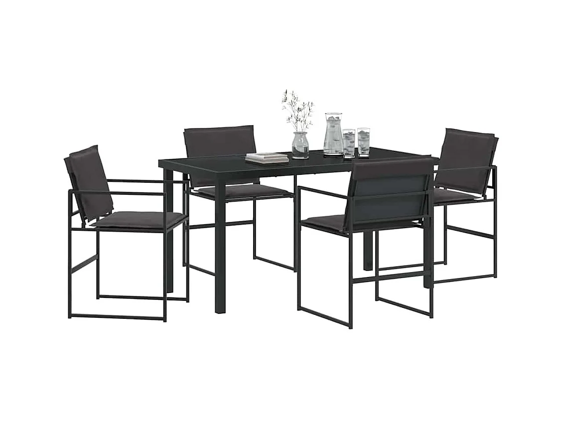 Set da pranzo da giardino 5 pezzi nero