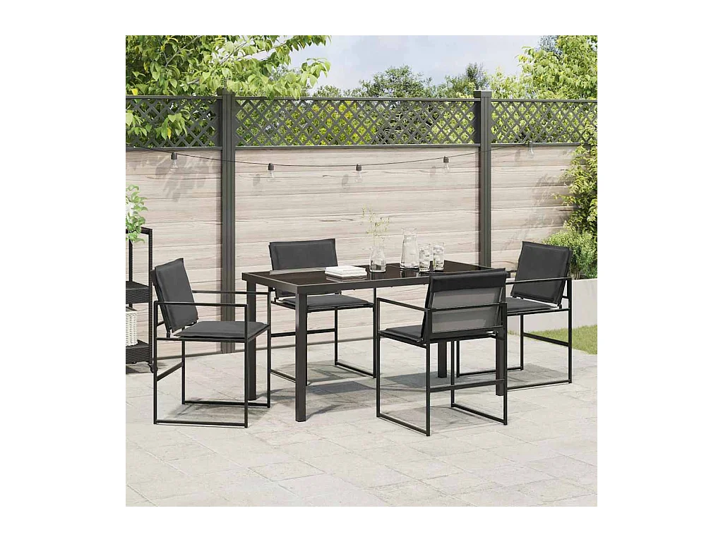 Set da pranzo da giardino 5 pezzi nero