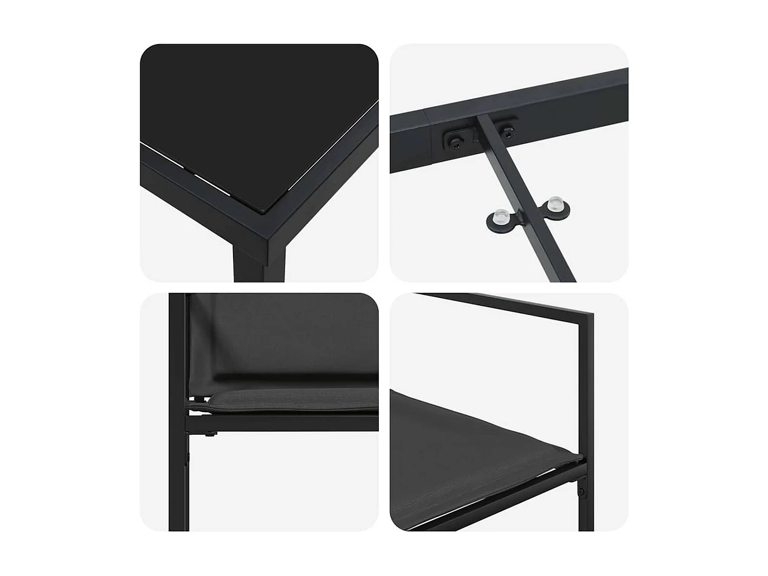 Set da pranzo da giardino 5 pezzi nero