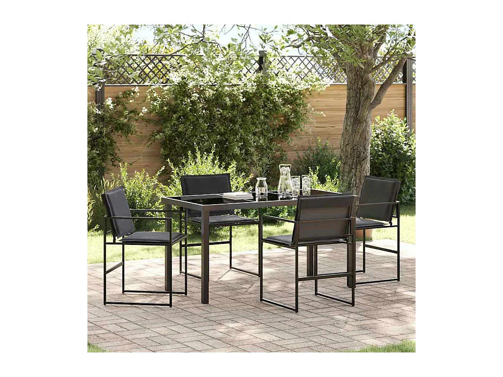 Ensemble de salle à manger pour jardin 5 pcs Noir