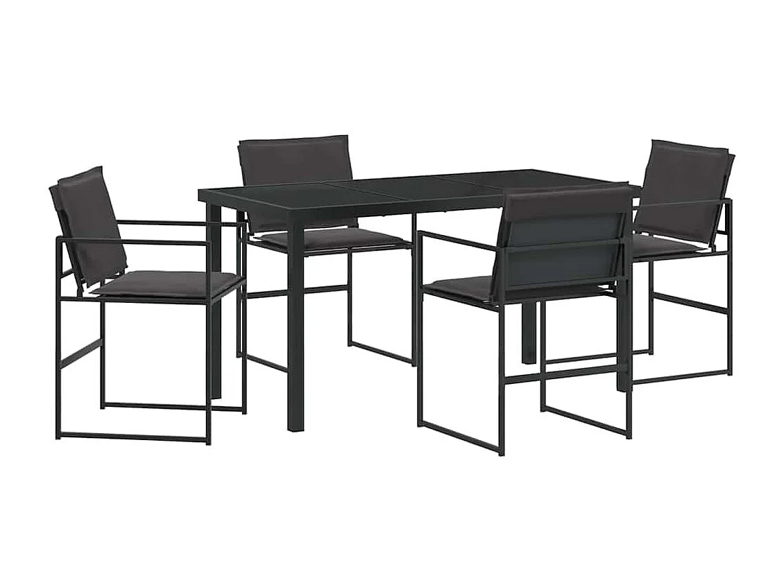 Ensemble de salle à manger pour jardin 5 pcs Noir