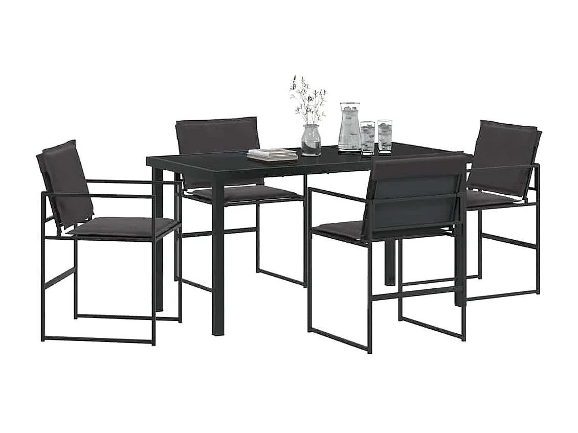 Ensemble de salle à manger pour jardin 5 pcs Noir