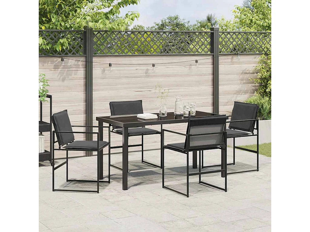 Ensemble de salle à manger pour jardin 5 pcs Noir