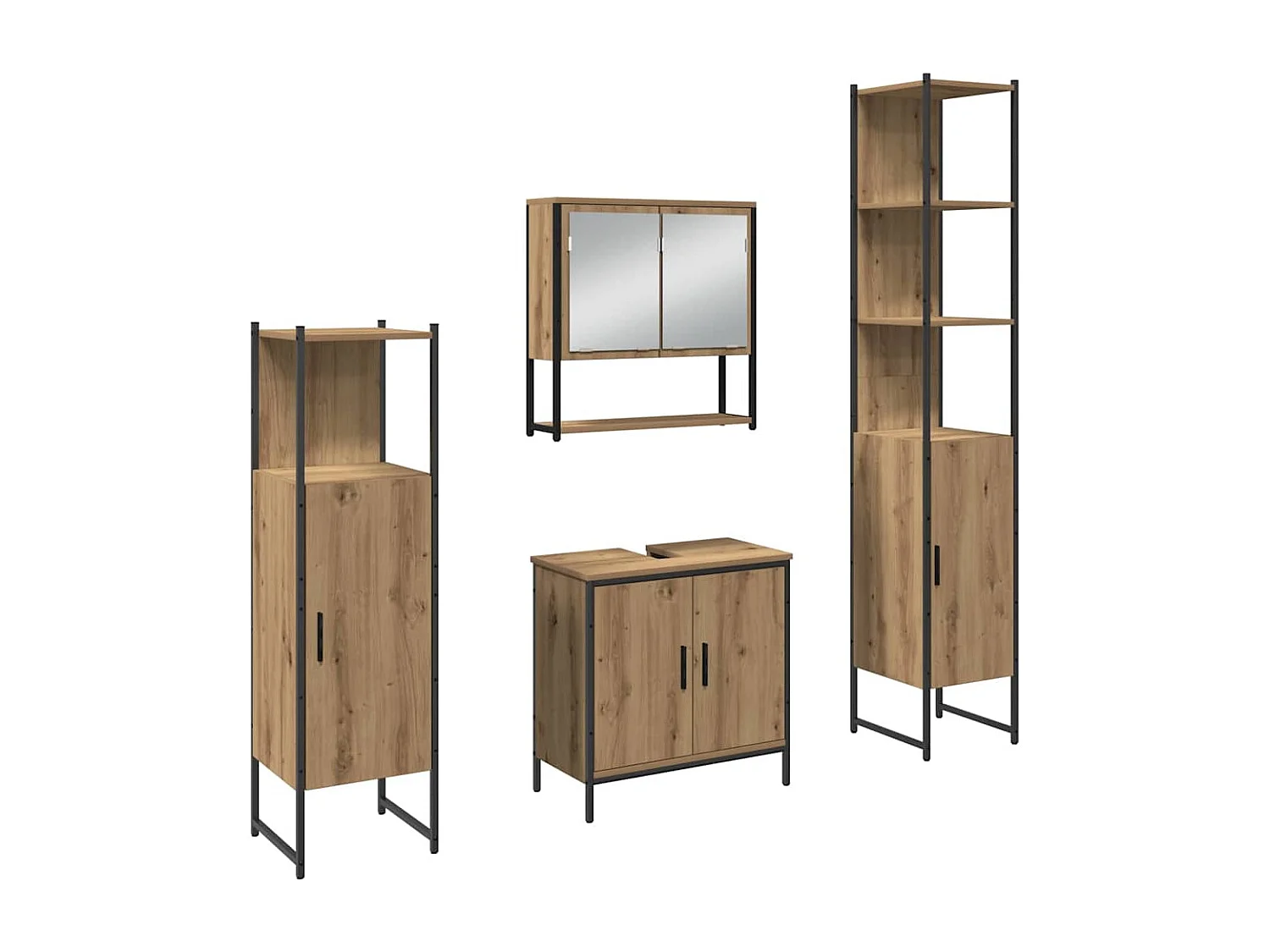 Ensemble de mobilier de salle de bain avec porte 4 pcs Marron