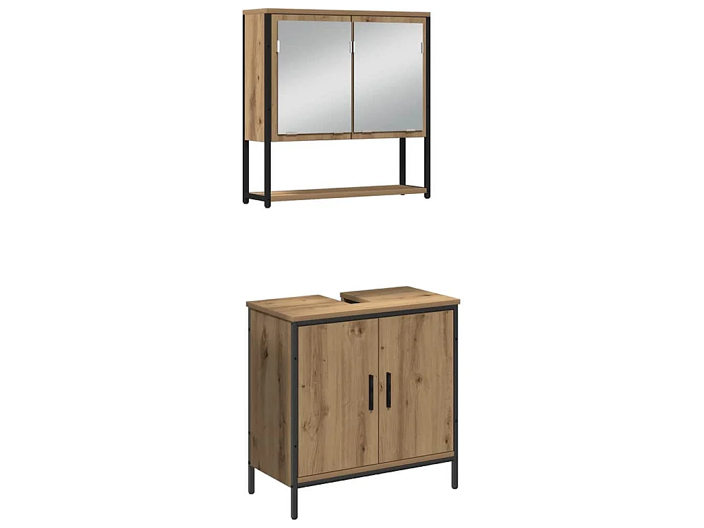 Ensemble de mobilier de salle de bain avec porte 4 pcs Marron