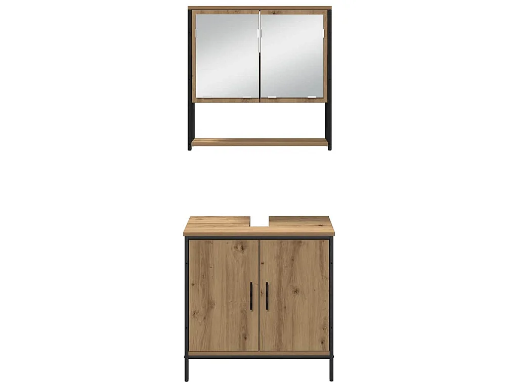 Ensemble de mobilier de salle de bain avec porte 4 pcs Marron