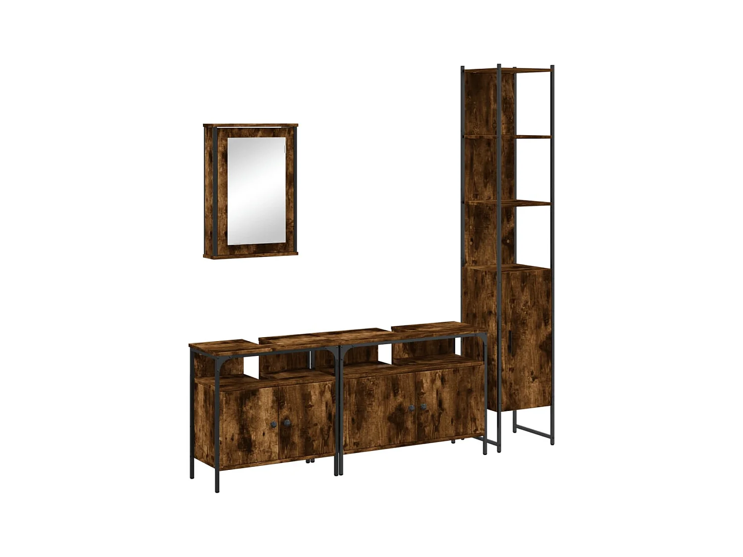 Ensemble de meubles de salle de bain 4 pcs Chêne fumé Bois