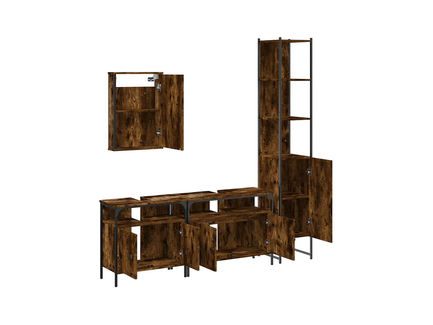 Ensemble de meubles de salle de bain 4 pcs Chêne fumé Bois