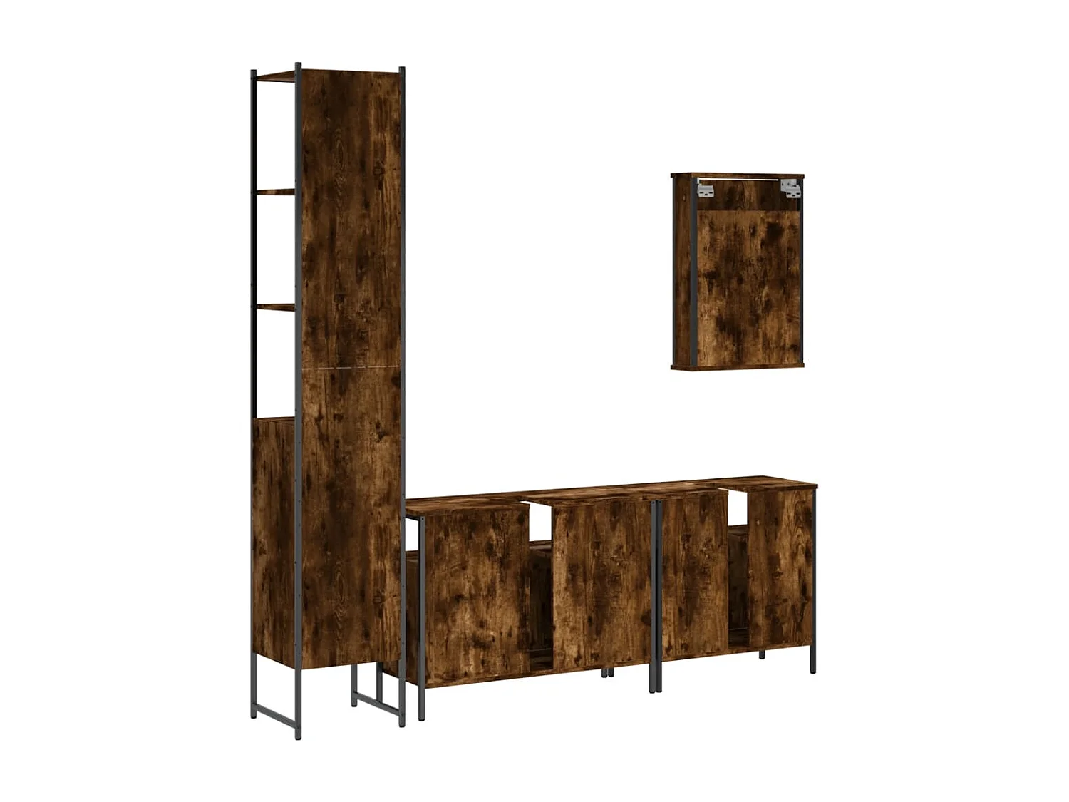 Ensemble de meubles de salle de bain 4 pcs Chêne fumé Bois