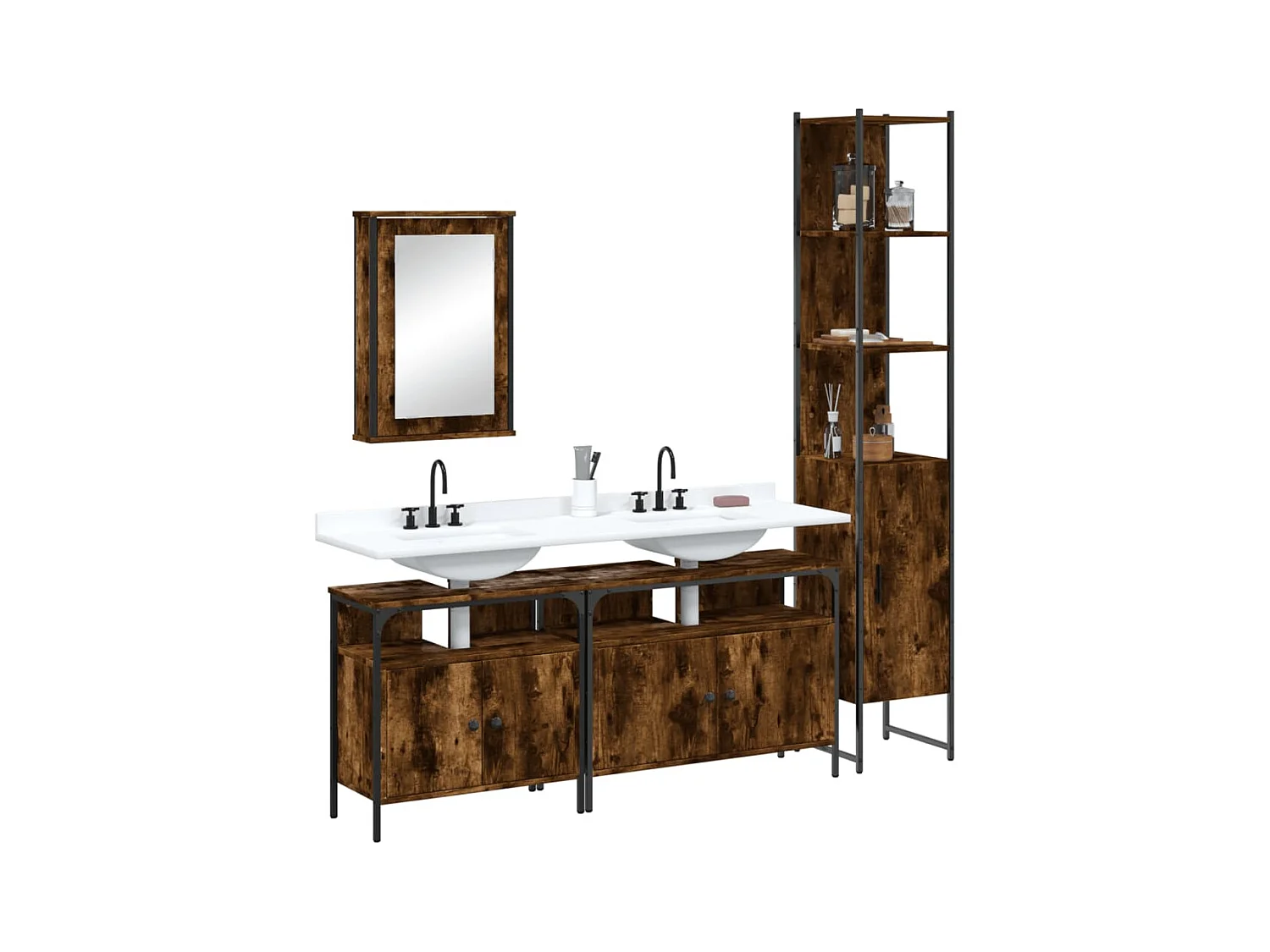 Ensemble de meubles de salle de bain 4 pcs Chêne fumé Bois