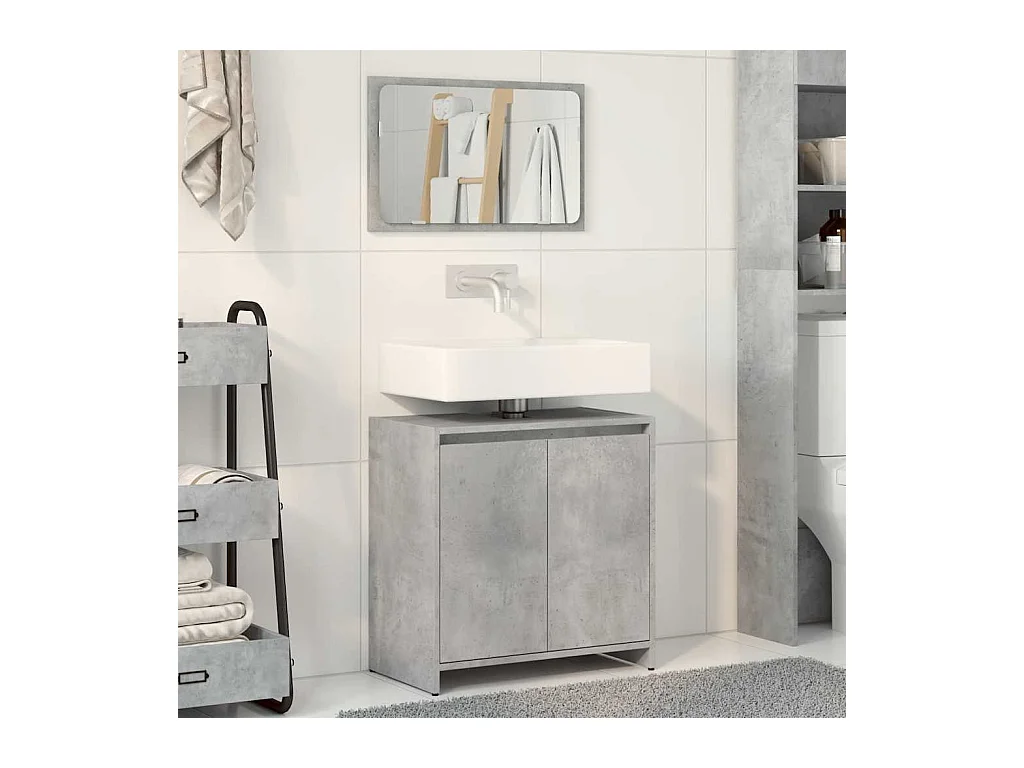 Ensemble de meubles de salle de bain 2 pcs gris béton