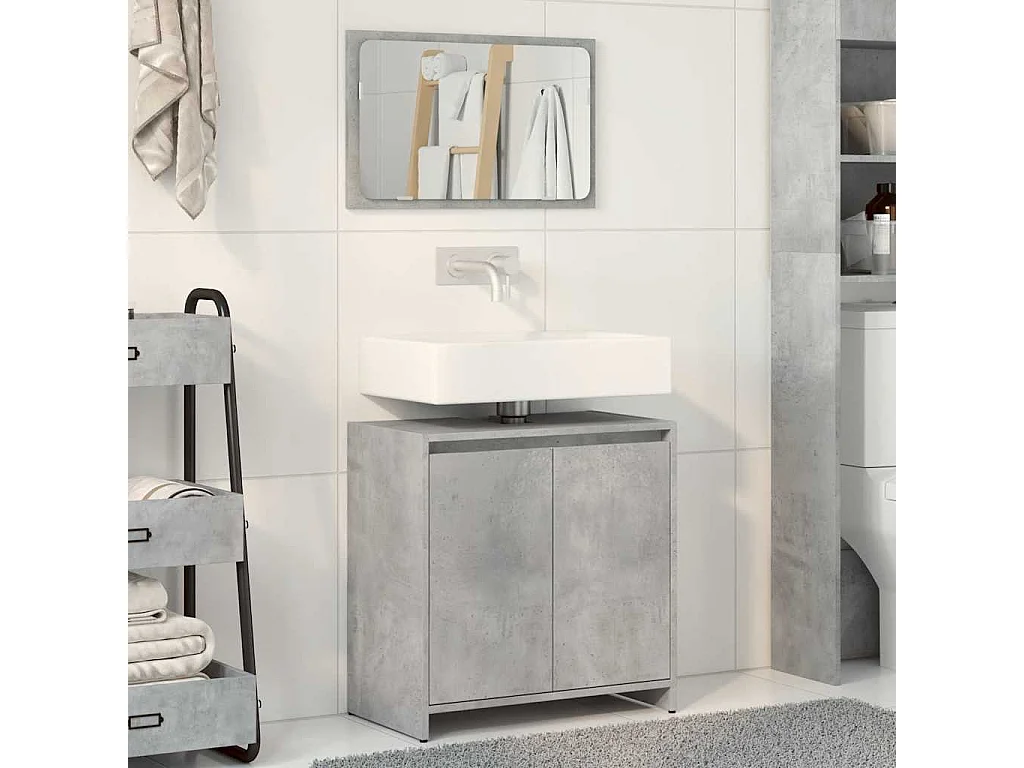 Ensemble de meubles de salle de bain 2 pcs gris béton