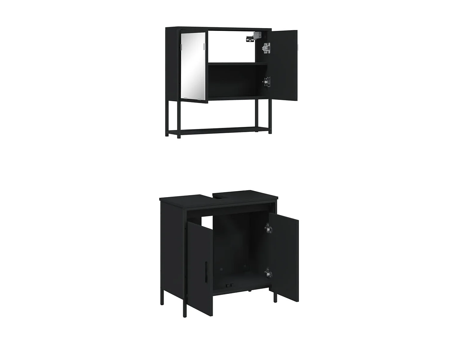 Ensemble de meubles salle de bain 2 pcs noir bois d'ingénierie