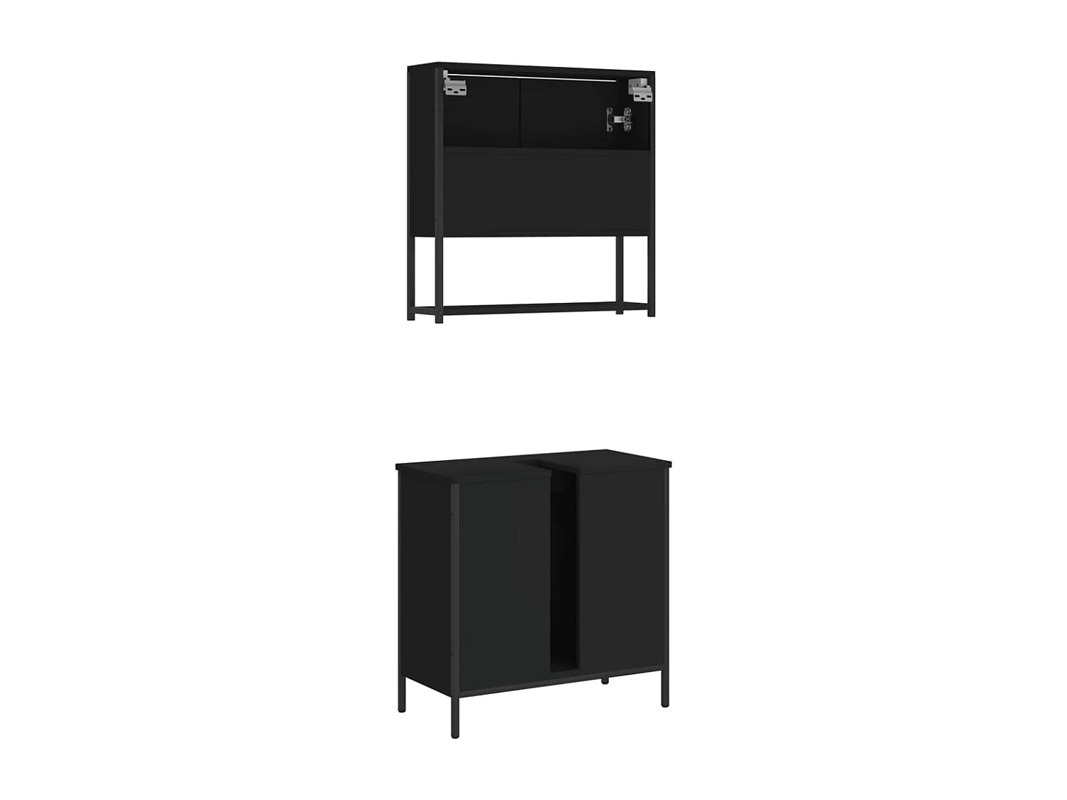 Ensemble de meubles salle de bain 2 pcs noir bois d'ingénierie
