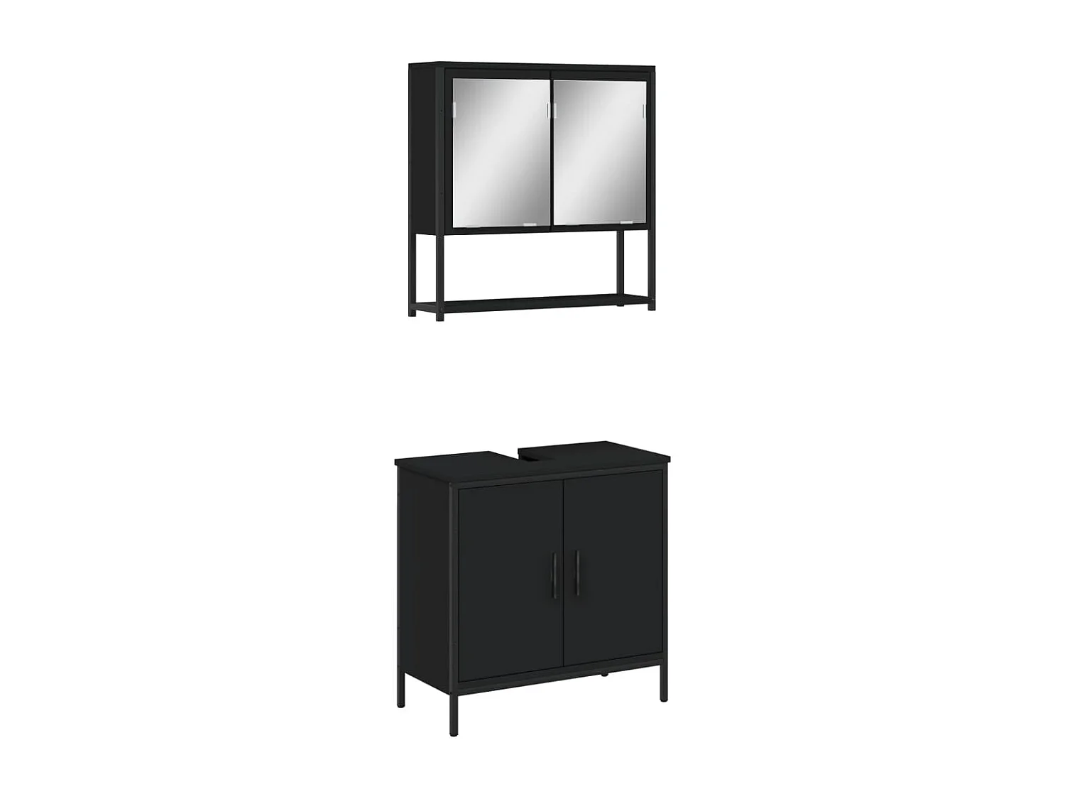 Ensemble de meubles salle de bain 2 pcs noir bois d'ingénierie