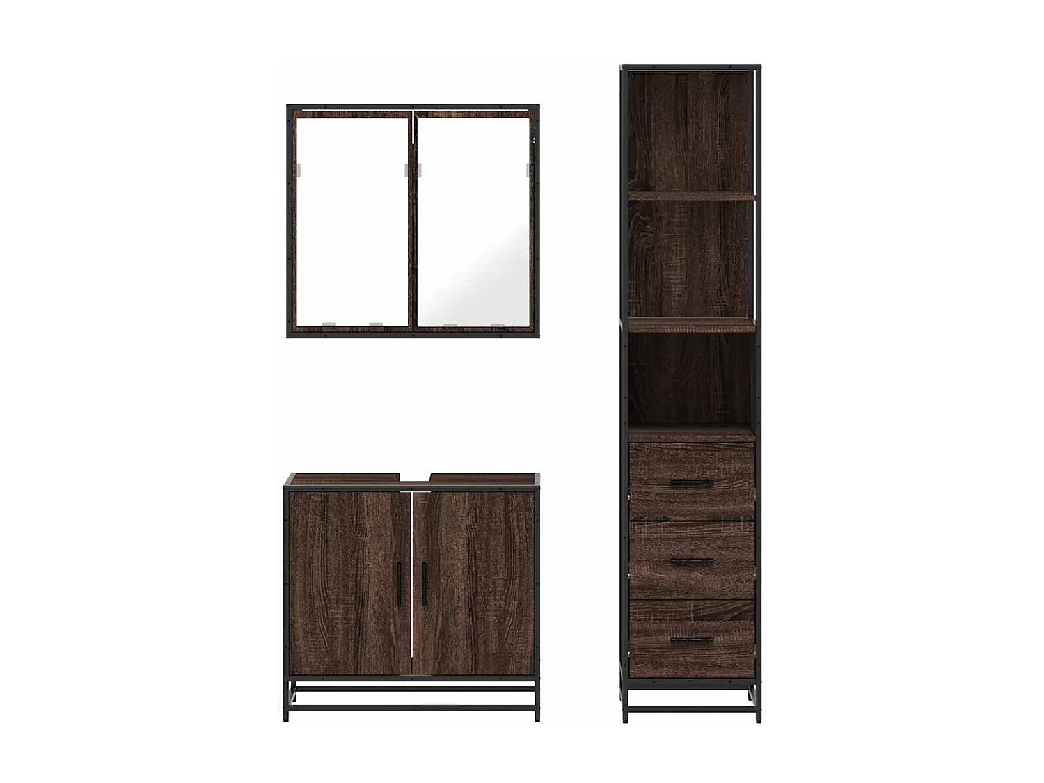 Ensemble de meubles de salle de bain 3 pcs Chêne marron