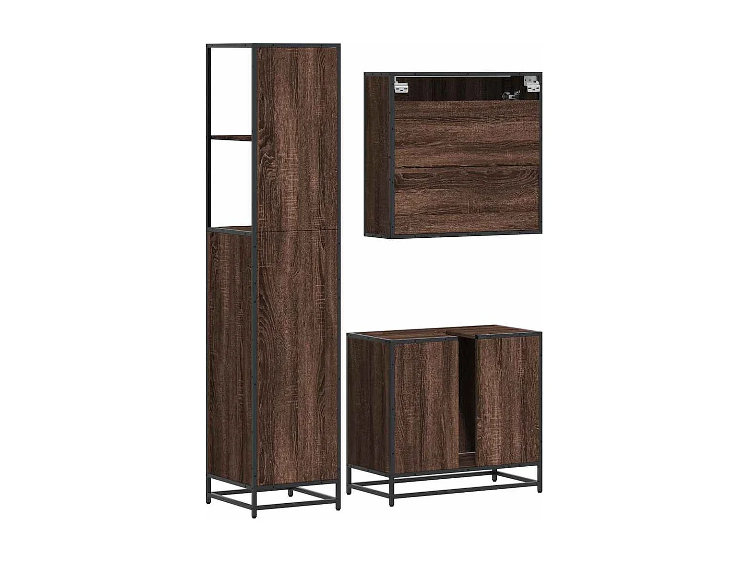Ensemble de meubles de salle de bain 3 pcs Chêne marron