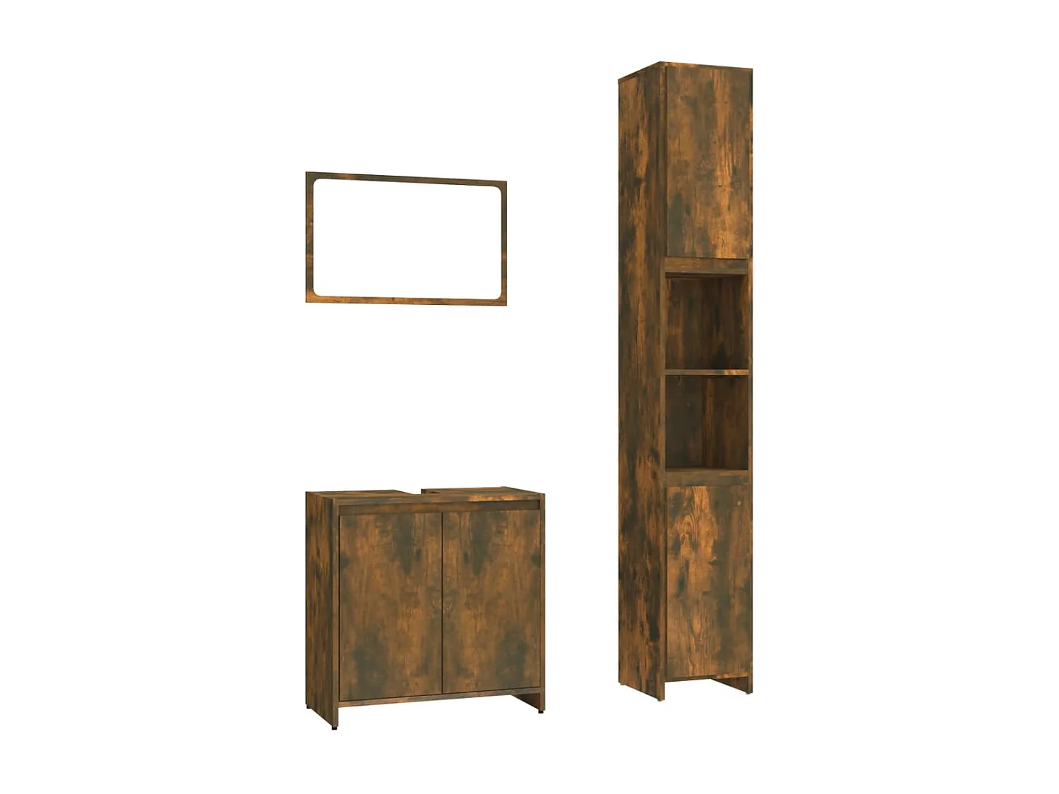 Ensemble de meubles de salle de bain 3 pcs Chêne fumé