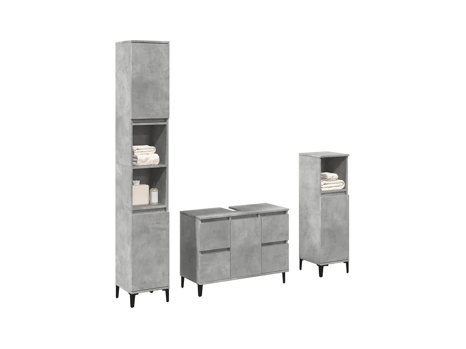 Ensemble de meubles de salle de bain 3 pcs gris béton