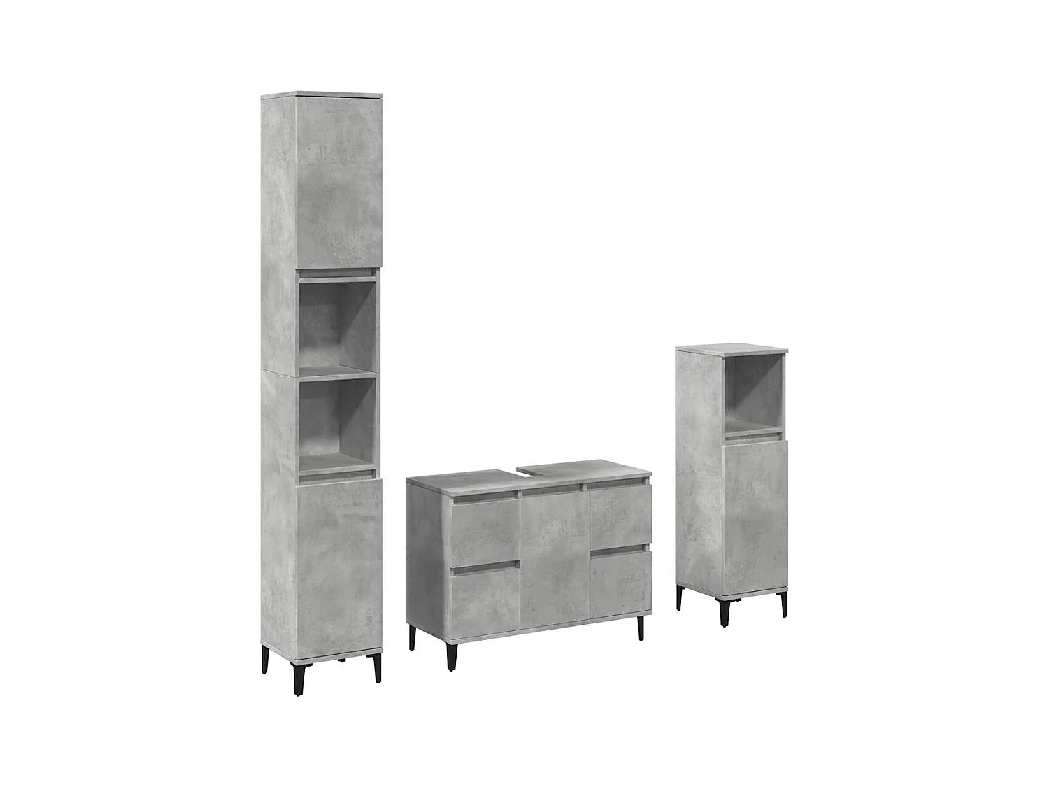 Ensemble de meubles de salle de bain 3 pcs gris béton