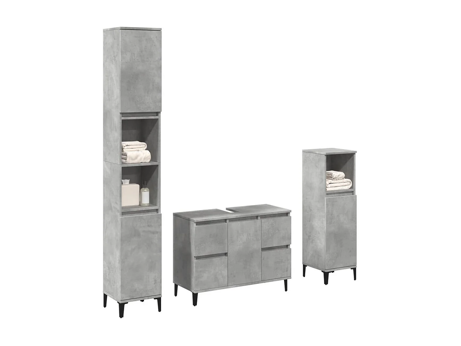 Ensemble de meubles de salle de bain 3 pcs gris béton