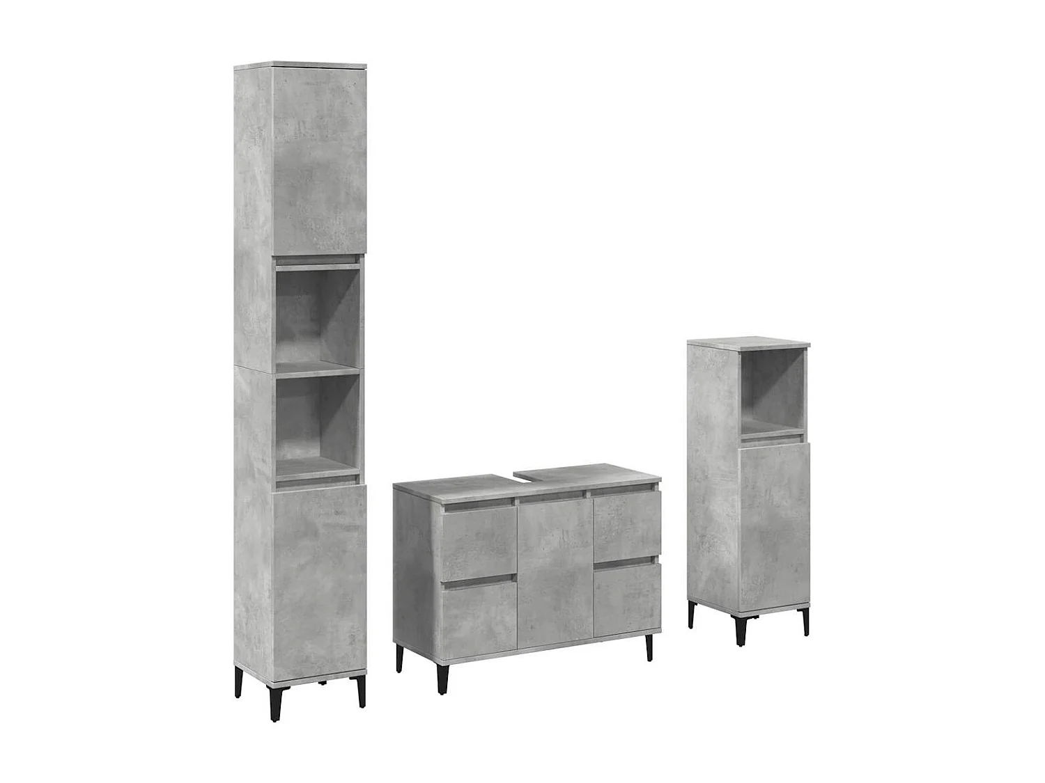 Ensemble de meubles de salle de bain 3 pcs gris béton