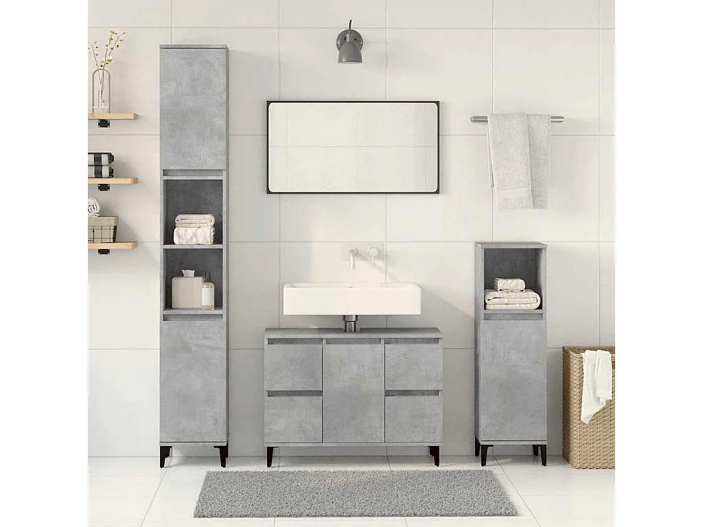 Ensemble de meubles de salle de bain 3 pcs gris béton