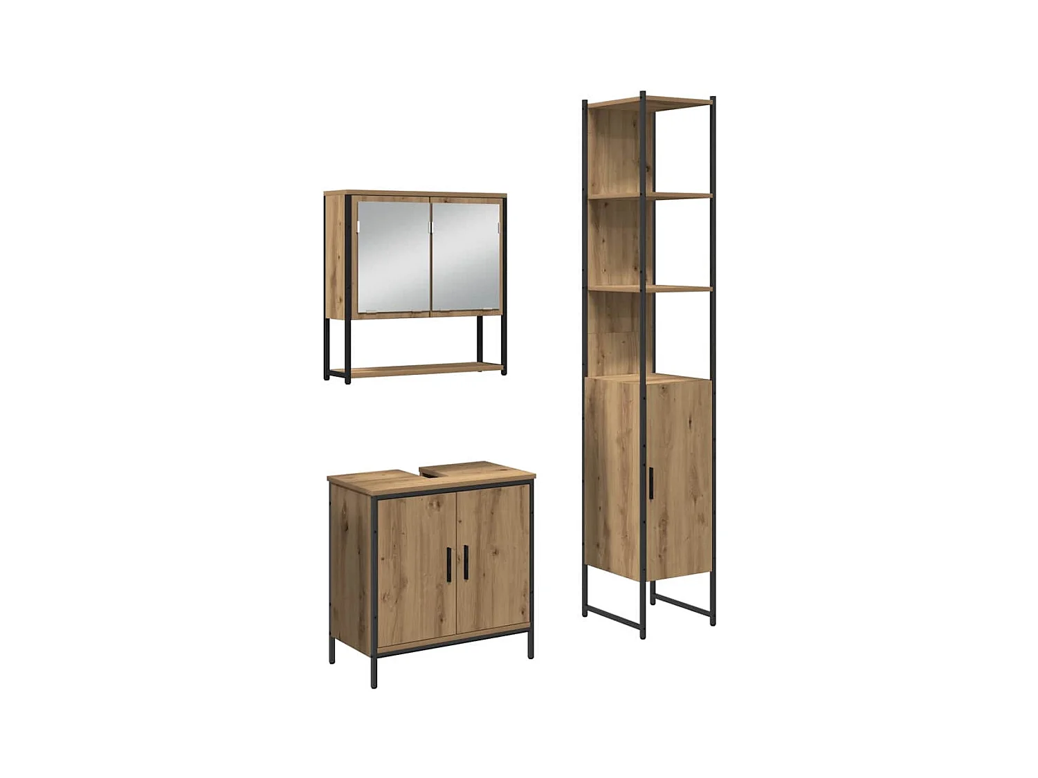 Ensemble de mobilier de salle de bain avec étagère 3 pcs Marron