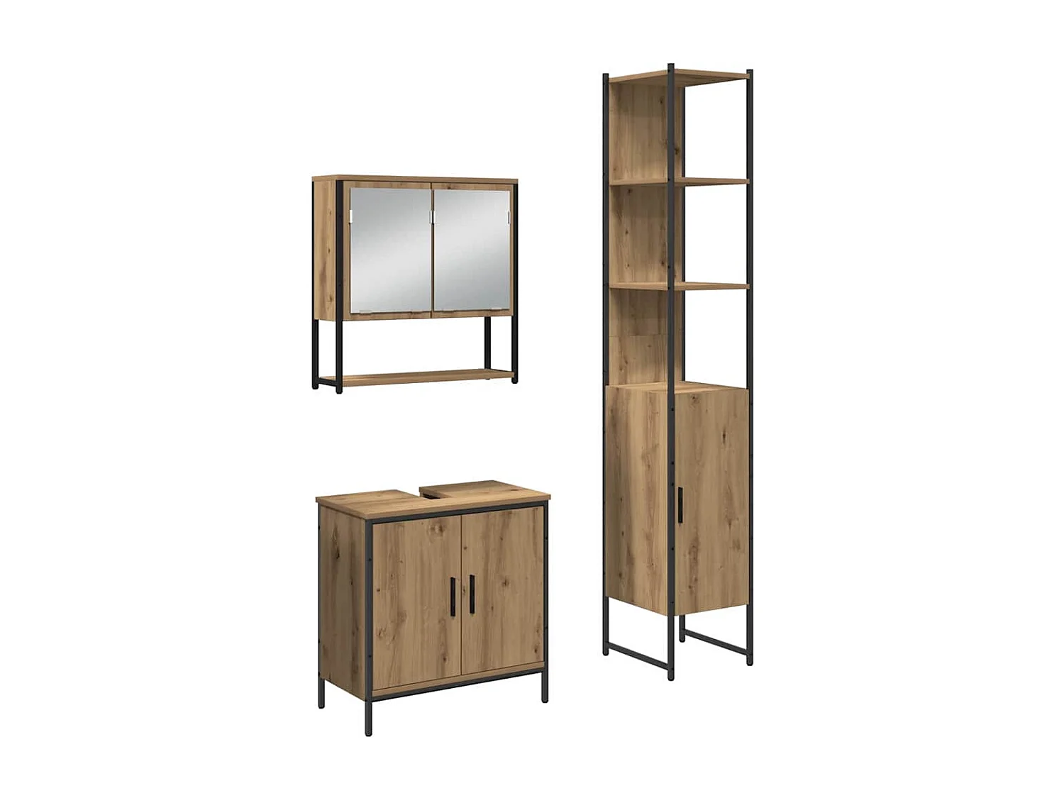 Set di mobili da bagno con mensola 3 pezzi marrone