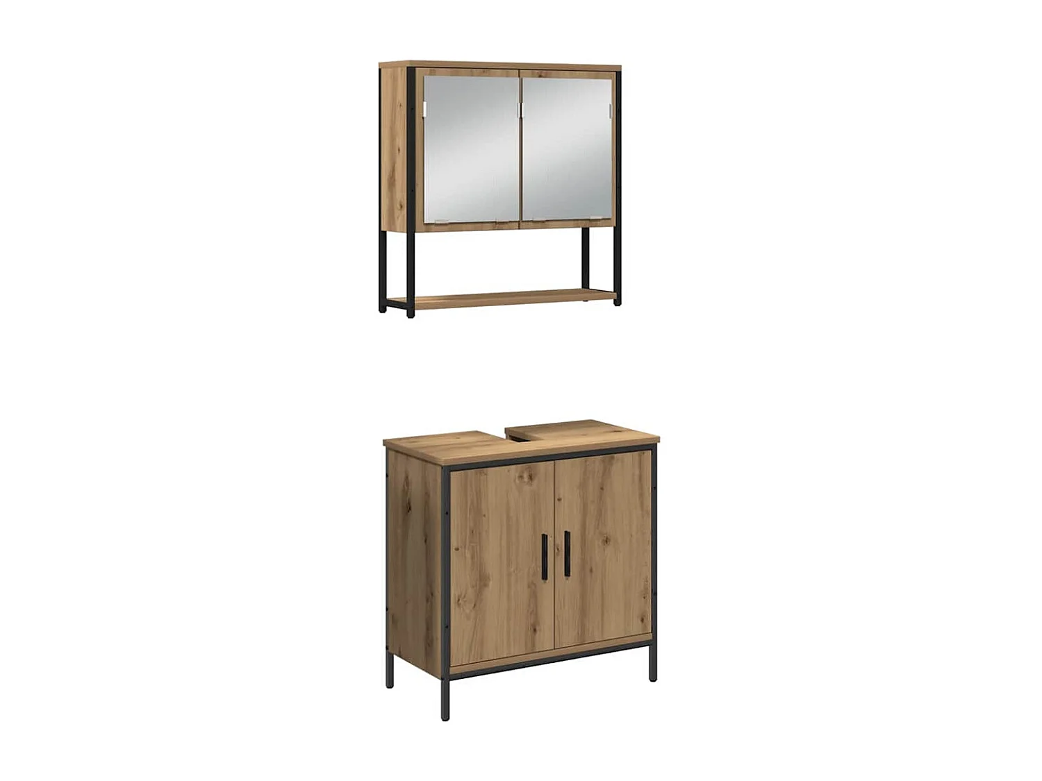 Set di mobili da bagno con mensola 3 pezzi marrone