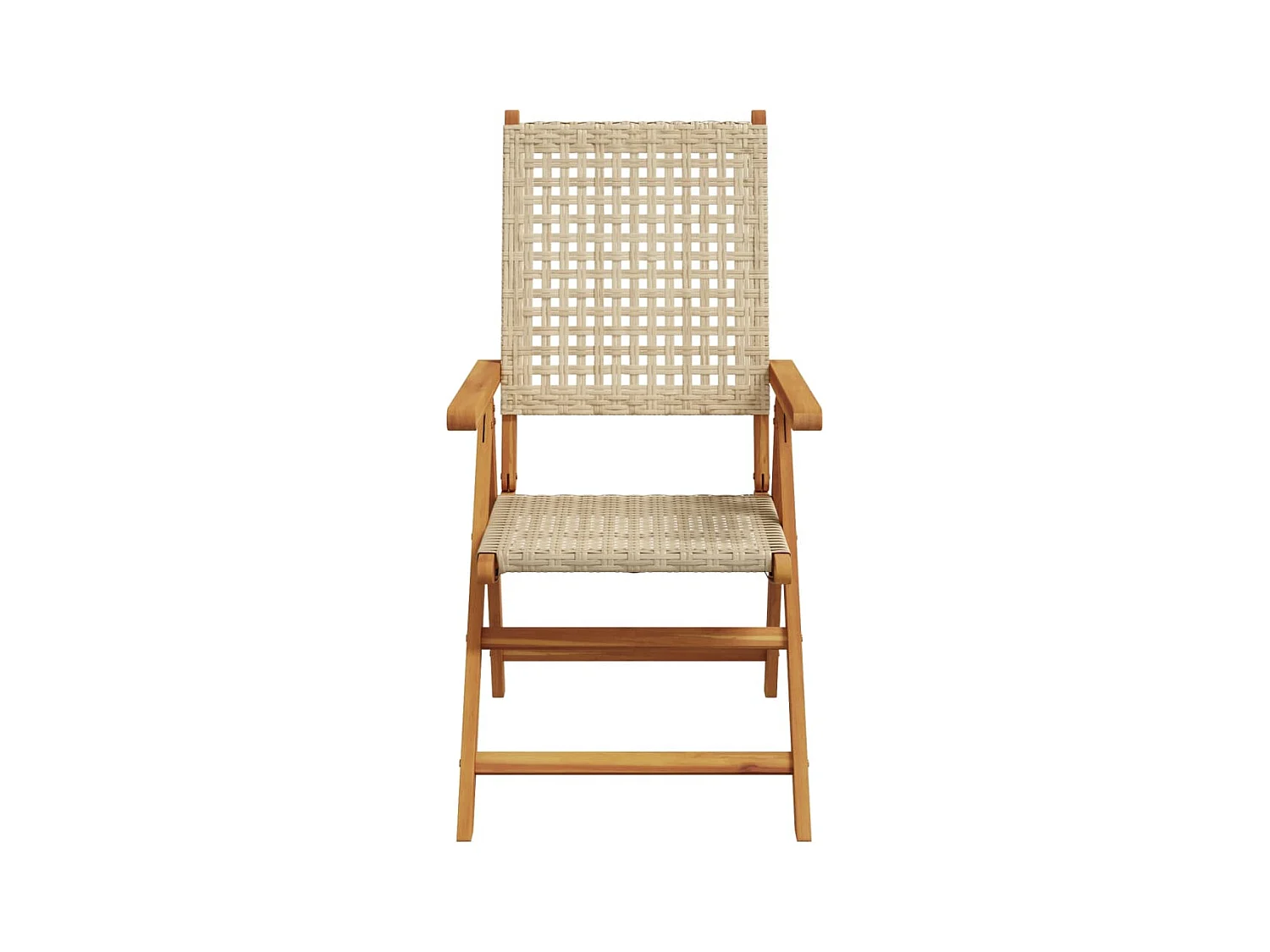 Chaises de jardin lot de 2 beige bois massif d'acacia et rotin