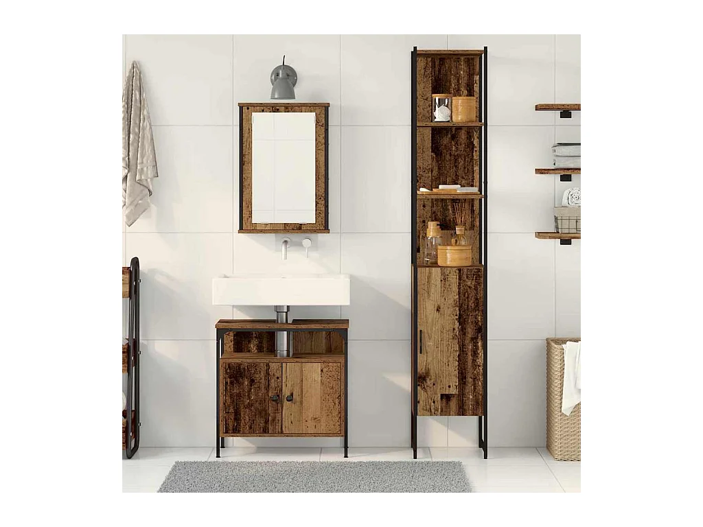 3-delige badkamermeubelset in antiek hout