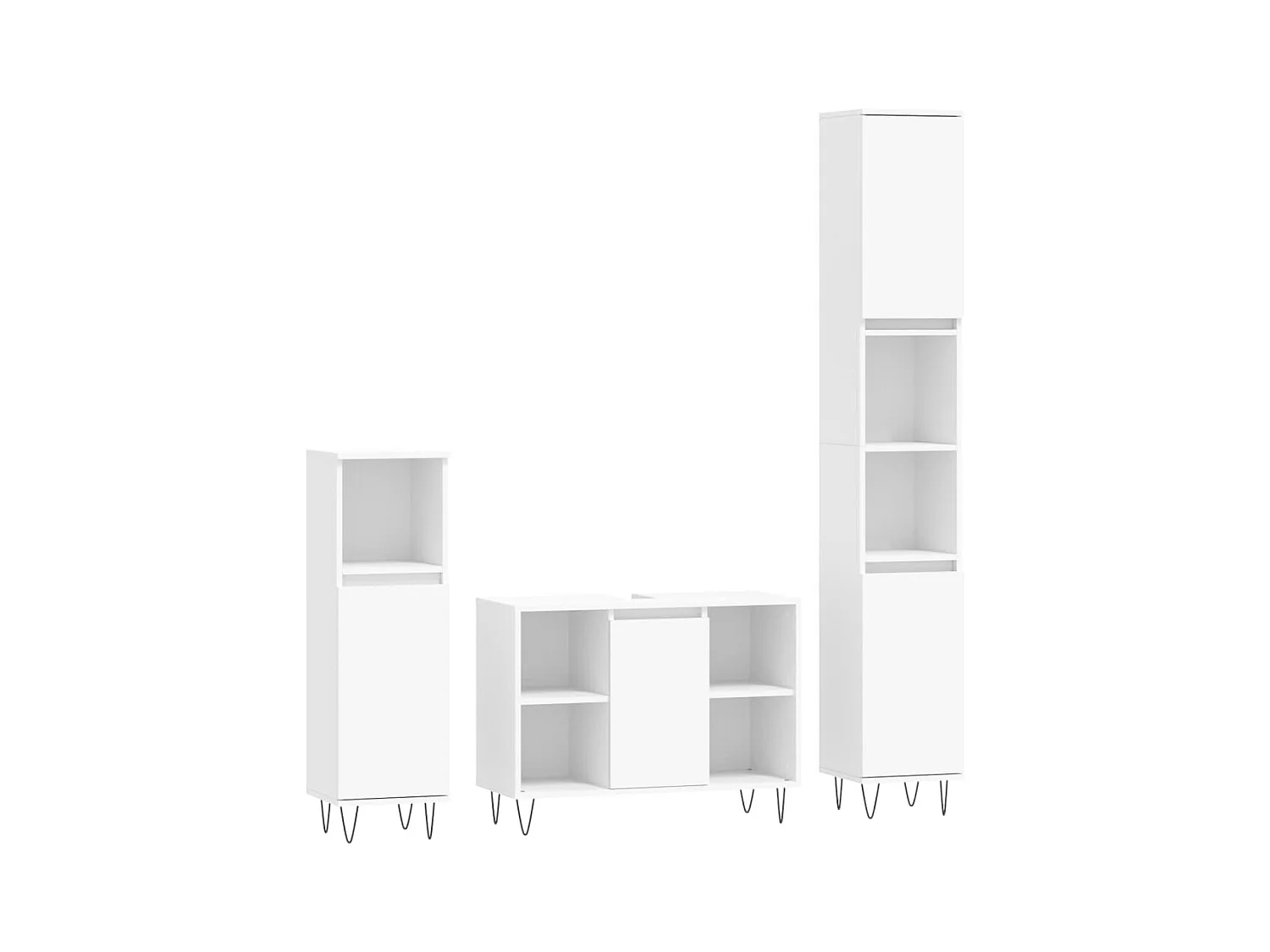 Ensemble de meubles salle de bain 3 pcs blanc bois d'ingénierie