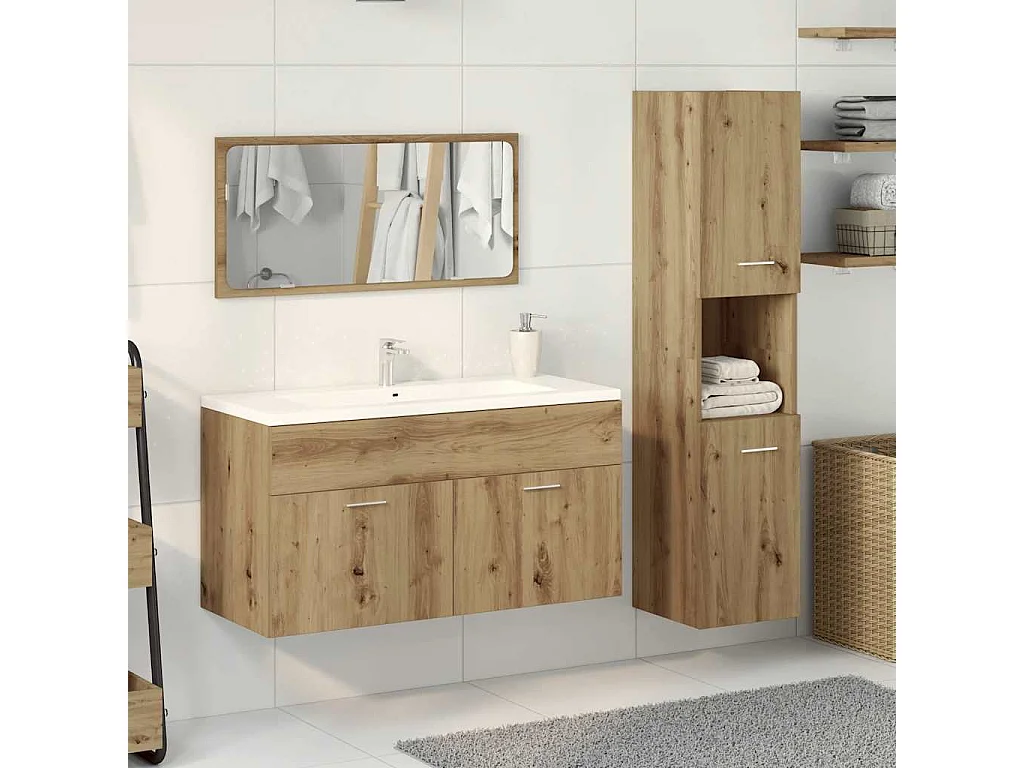Ensemble de meubles salle de bain 3 pcs bois d'ingénierie