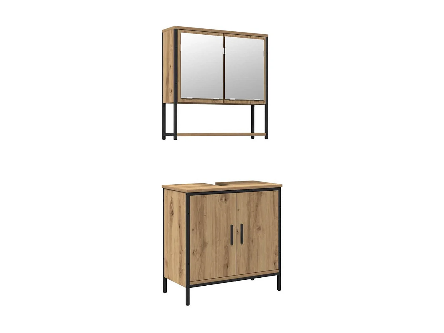Ensemble de mobilier de salle de bain avec porte 2 pcs Marron
