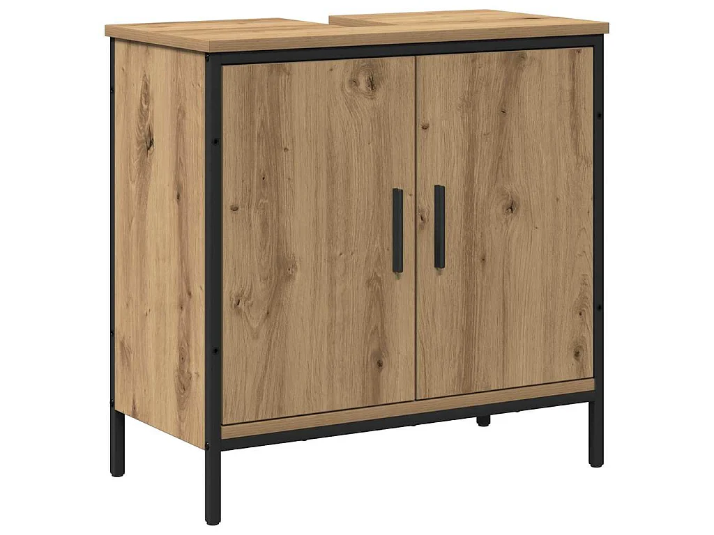 Set di mobili da bagno con anta 2 pezzi Marrone