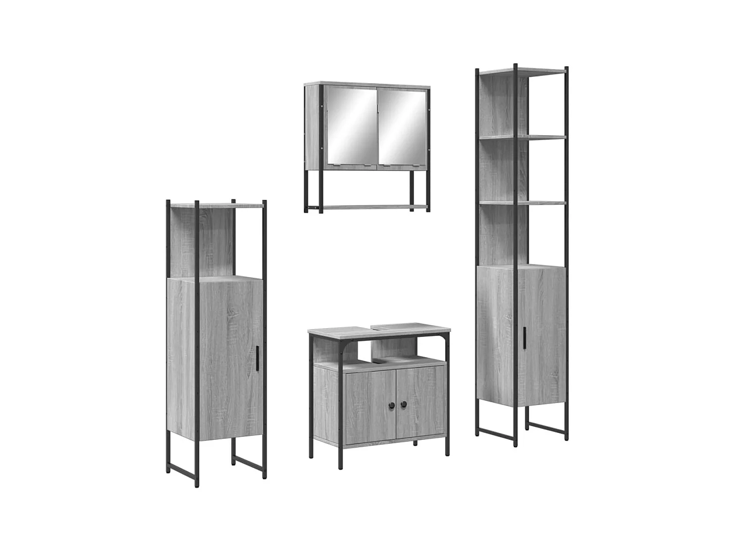 Sonoma Grey 4-delige badkamermeubelset