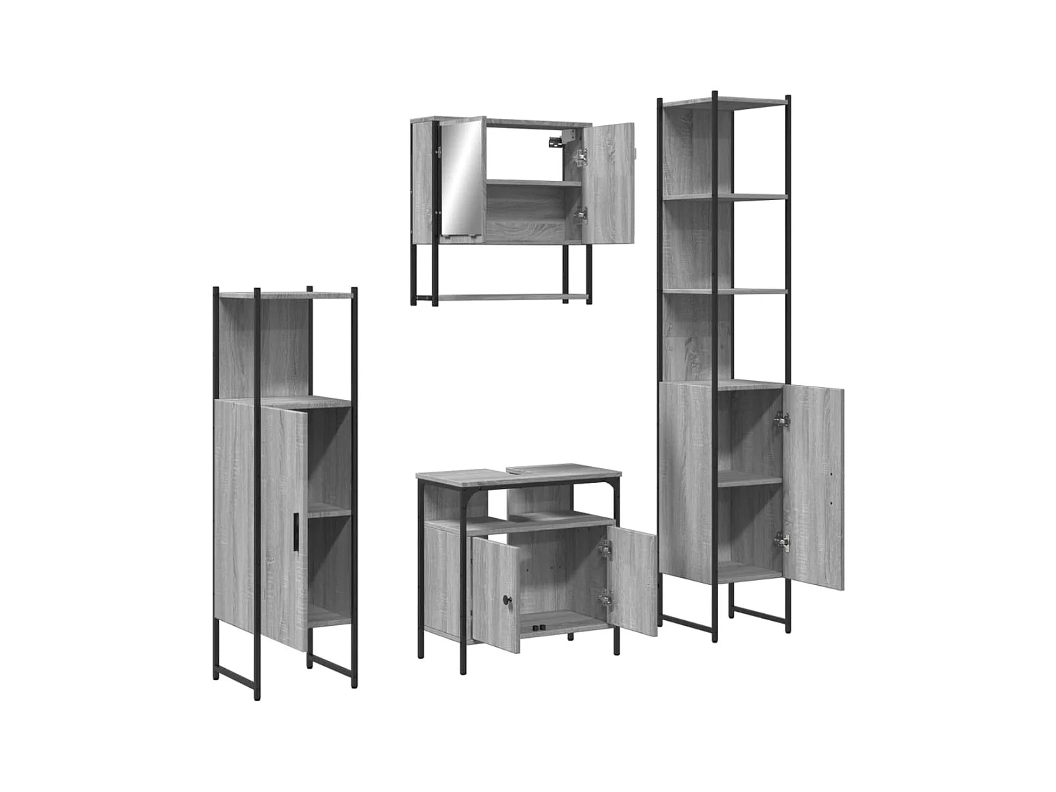 Sonoma Grey 4-delige badkamermeubelset