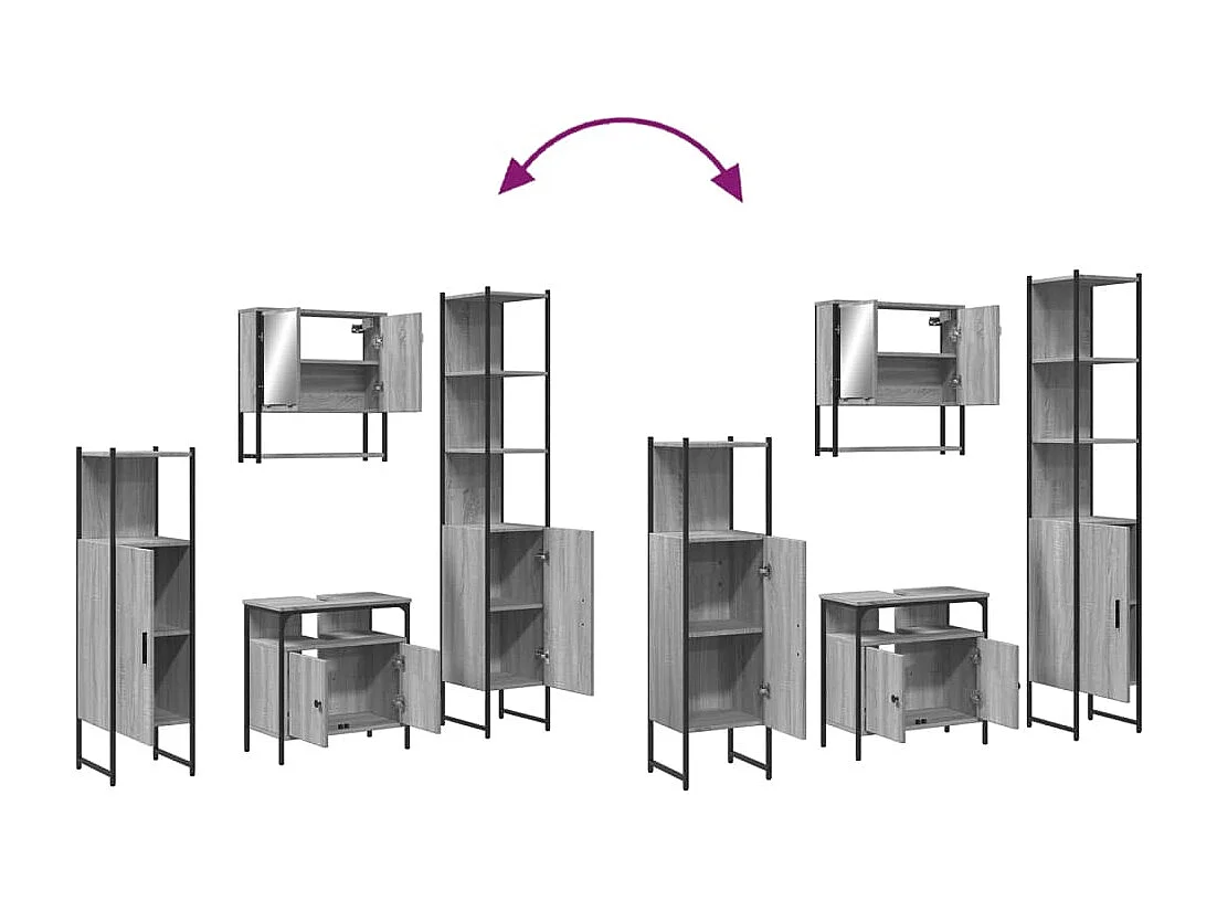 Sonoma Grey 4-delige badkamermeubelset
