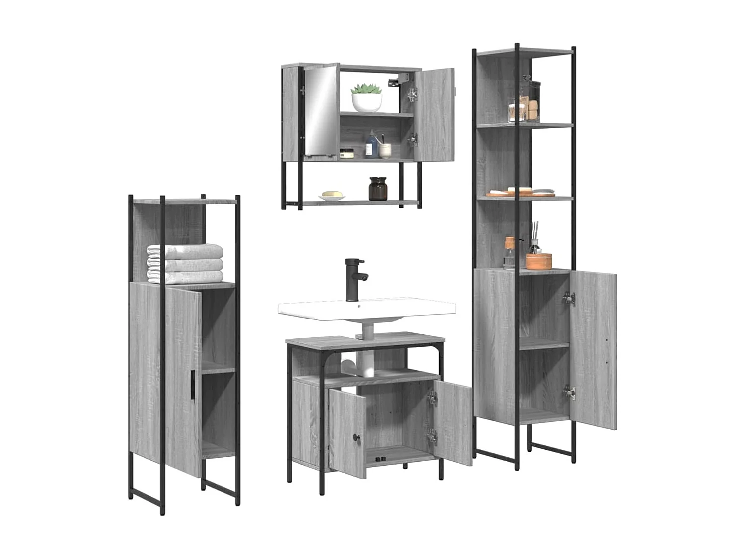 Juego de muebles de baño de 4 piezas Sonoma Grey